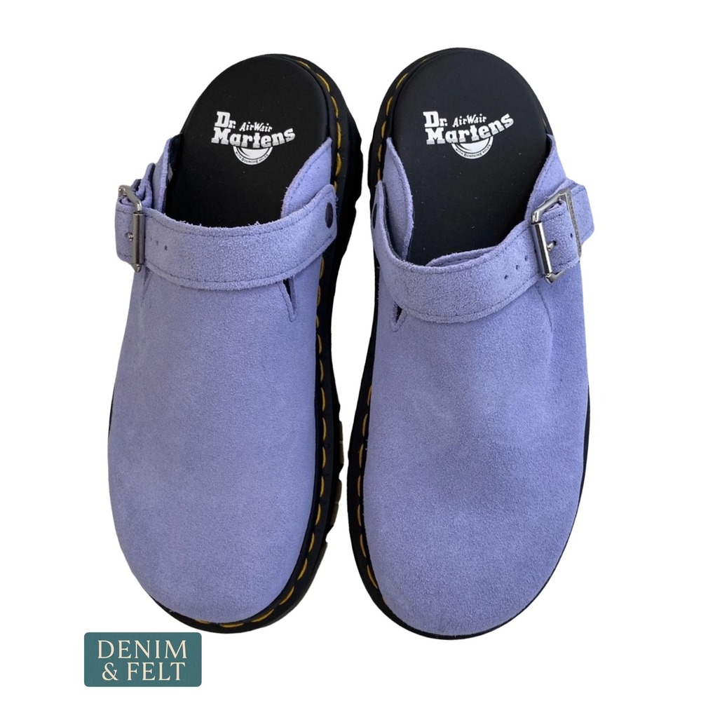NEW Dr. Martens Zebzag Suede Slingback Platform Mules Cornflower Blue Unisex - Picture 10 of 13